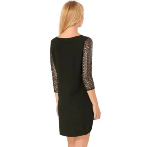 Hale Bob Black Metallic Lace Silk Blend Cocktail Dress Small NWT Quiet Luxury