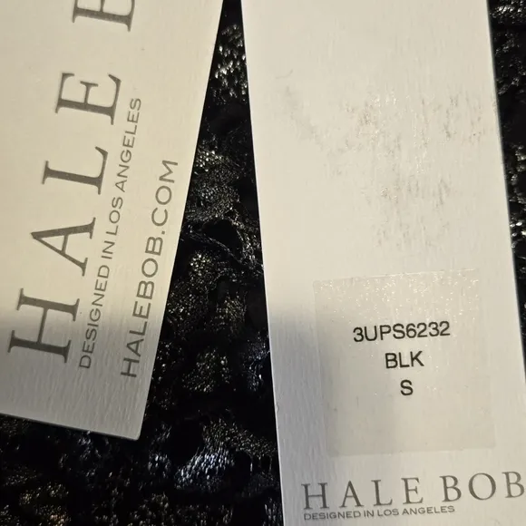 Hale Bob Black Metallic Lace Silk Blend Cocktail Dress Small NWT Quiet Luxury