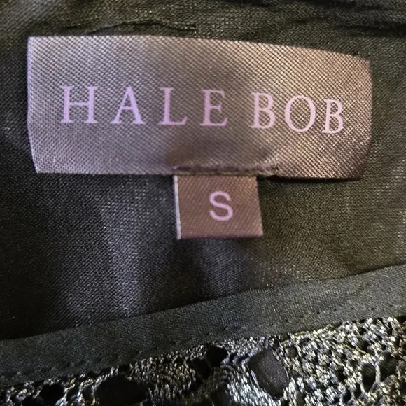 Hale Bob Black Metallic Lace Silk Blend Cocktail Dress Small NWT Quiet Luxury