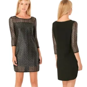 Hale Bob Black Metallic Lace Silk Blend Cocktail Dress Small NWT Quiet Luxury