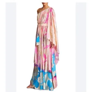 ✨Halston Nisa One Shoulder ruched dress size 4 Designer 💕🔥✨