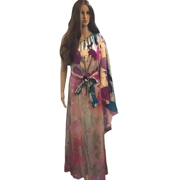 ✨Halston Nisa One Shoulder ruched dress size 4 Designer 💕🔥✨