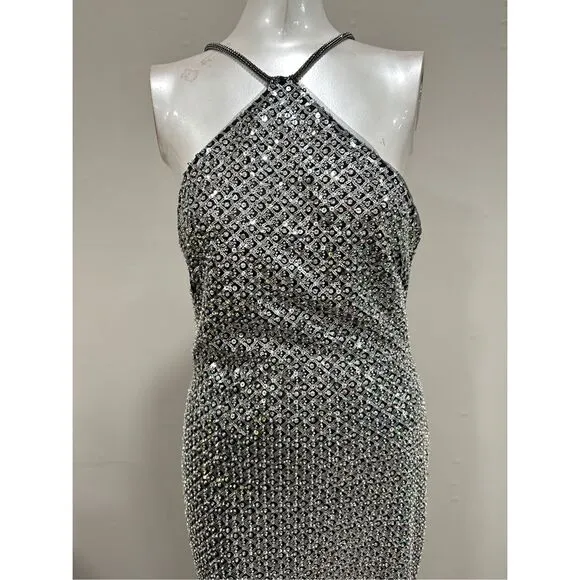 HALSTON YEVA GOWN IN CRYSTAL SEQUIN US8 $695