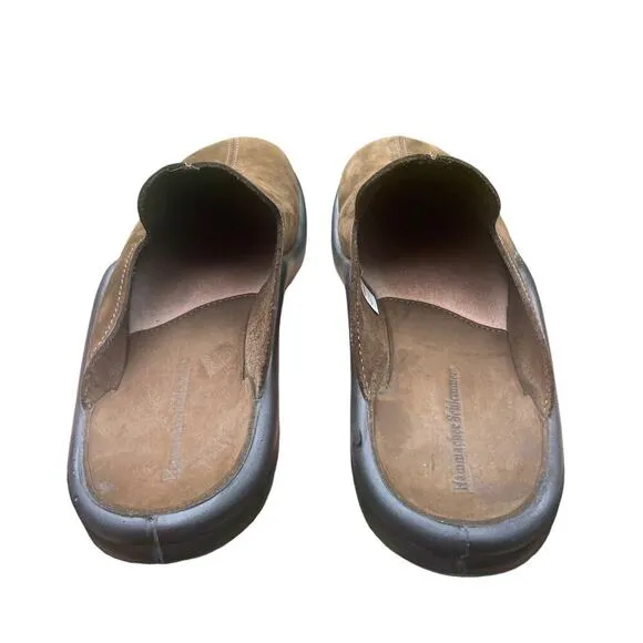 HAMMACHER SCHLEMMER Brown Leather Slide Mule Slippers