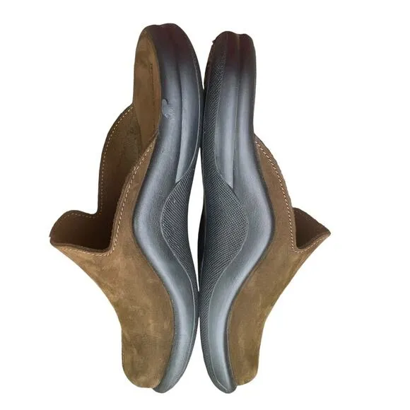 HAMMACHER SCHLEMMER Brown Leather Slide Mule Slippers