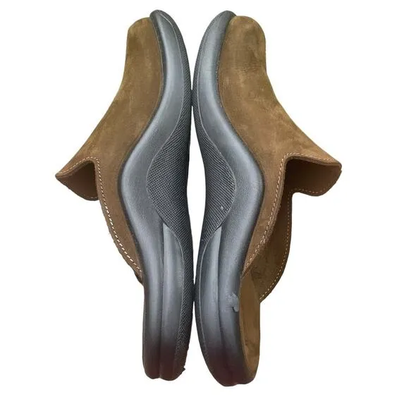 HAMMACHER SCHLEMMER Brown Leather Slide Mule Slippers
