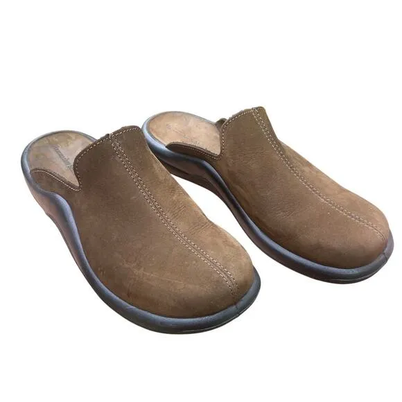 HAMMACHER SCHLEMMER Brown Leather Slide Mule Slippers