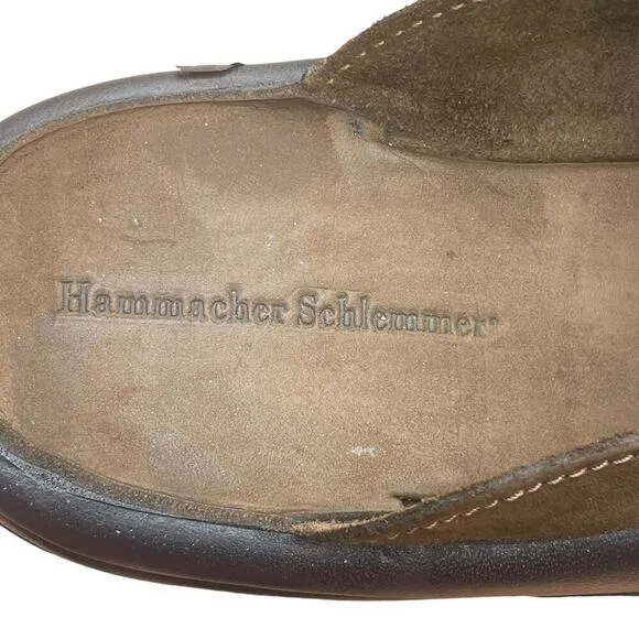 HAMMACHER SCHLEMMER Brown Leather Slide Mule Slippers