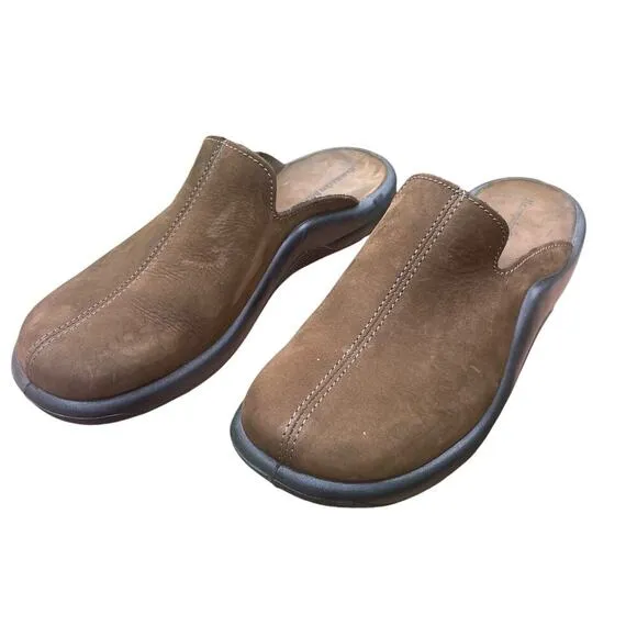 HAMMACHER SCHLEMMER Brown Leather Slide Mule Slippers