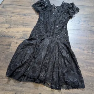 Hampton Nites Vintage Drop Waist Black Dress Size 10