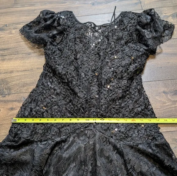 Hampton Nites Vintage Drop Waist Black Dress Size 10