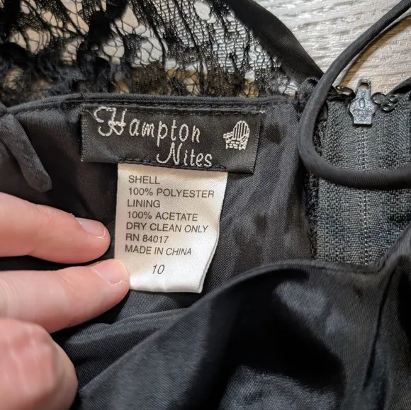 Hampton Nites Vintage Drop Waist Black Dress Size 10