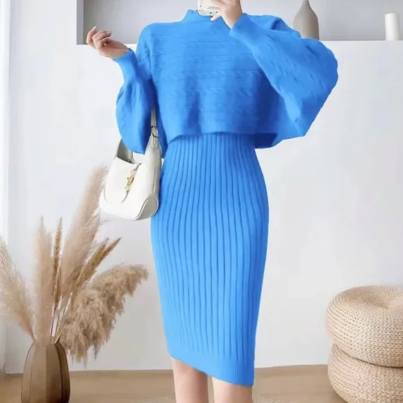 Handmade Luxury Soft Sweater Dress Set