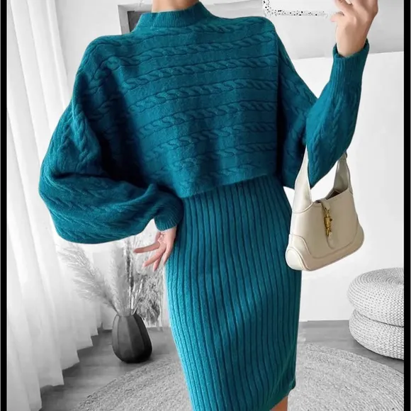 Handmade Luxury Soft Sweater Dress Set