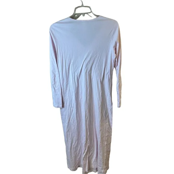 Hanro Pink Luxury Long-Sleeve V-Neck Nightgown Dress Small