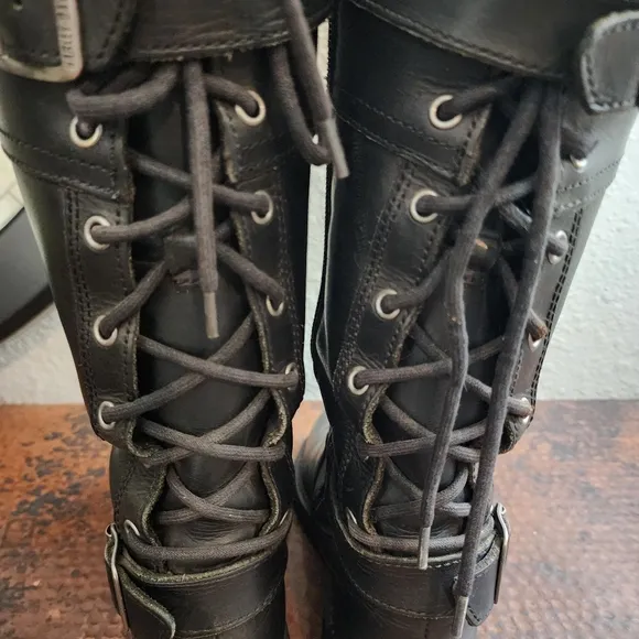 Harley-Davidson Alexa Back Lace Black Leather Motorcycle Boots D85167