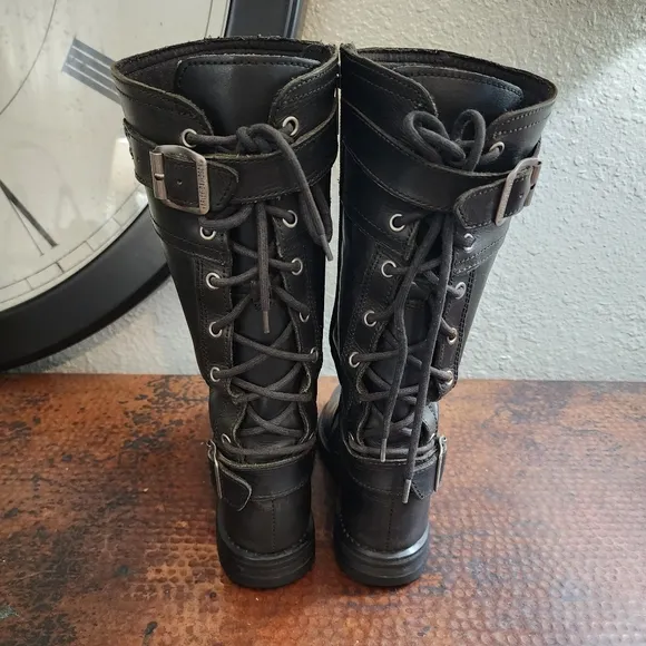 Harley-Davidson Alexa Back Lace Black Leather Motorcycle Boots D85167