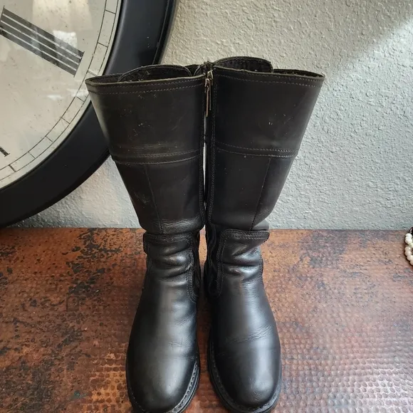 Harley-Davidson Alexa Back Lace Black Leather Motorcycle Boots D85167