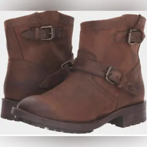 Harley Davidson Biker Brown Leather Ankle Boots size 8.5M
