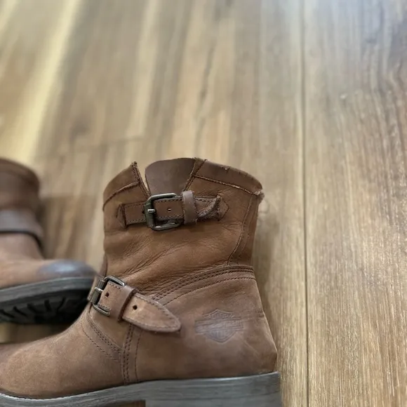 Harley Davidson Biker Brown Leather Ankle Boots size 8.5M