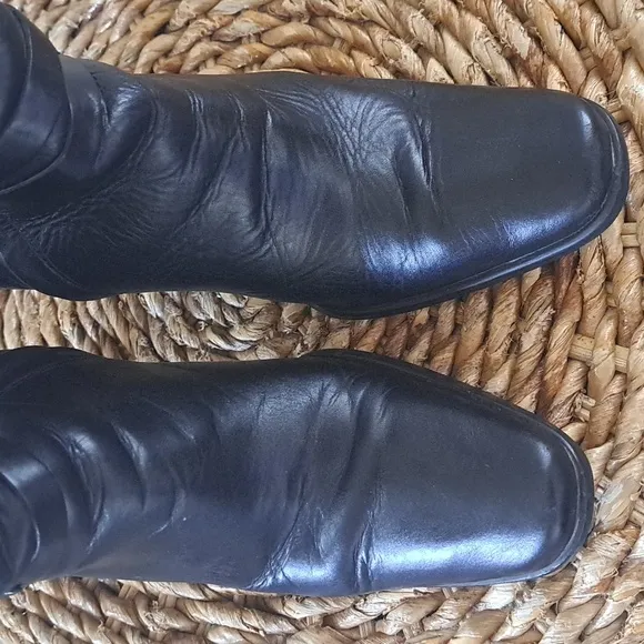 Harley Davidson Womens &quot;After The Ride&quot; Black Leather Ankle Booties Zip 3.25&quot; S5