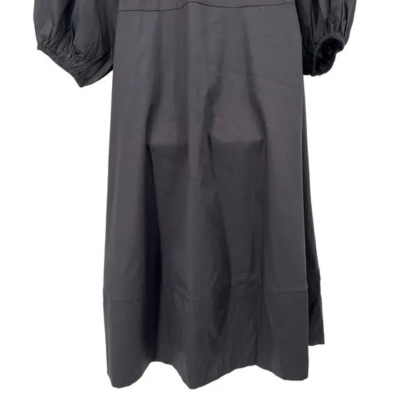 HARSHMAN Muriel Shirt Dress Black 3/4 Length Balloon Sleeve Button Small NEW
