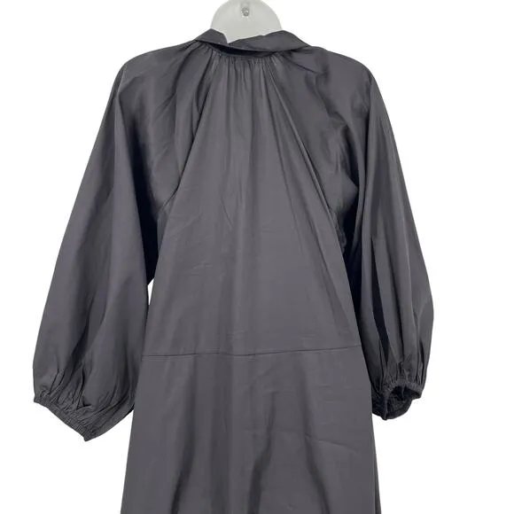 HARSHMAN Muriel Shirt Dress Black 3/4 Length Balloon Sleeve Button Small NEW