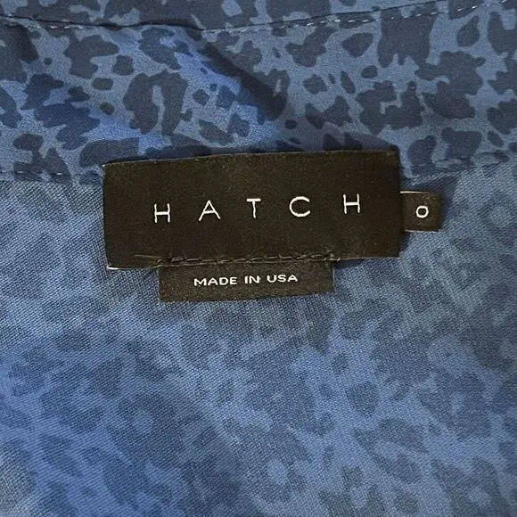 Hatch Kaia Dress Maternity Blue Leopard Button Front Tie Waist Size 0 Minimalist