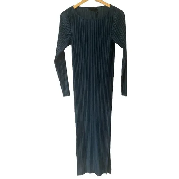 Hatch The Sora Pleated Midi Maternity Minimalist Dress In Faded Teal Size 2 Med