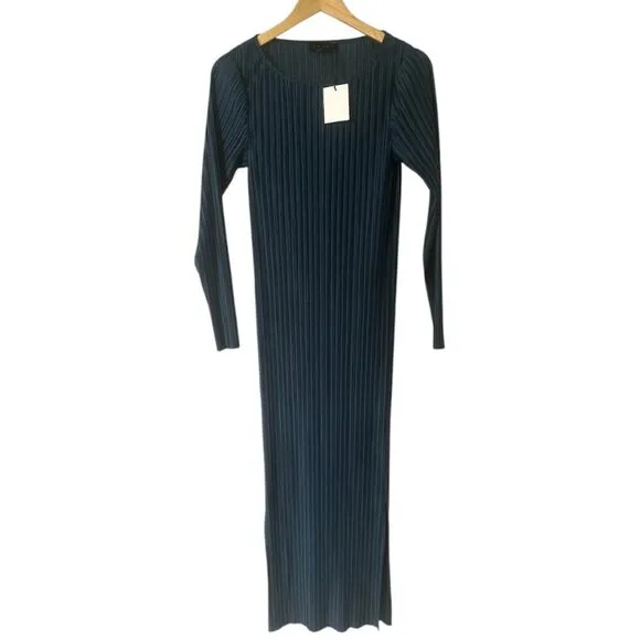Hatch The Sora Pleated Midi Maternity Minimalist Dress In Faded Teal Size 2 Med