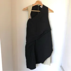 Helmet Lang Linen Leather Sleeveless Asymmetric Black Minimalist Dress Women’s 6