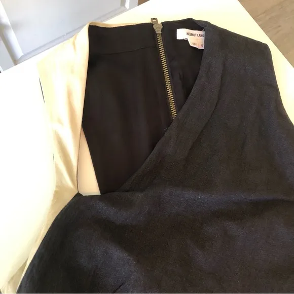 Helmet Lang Linen Leather Sleeveless Asymmetric Black Minimalist Dress Women’s 6