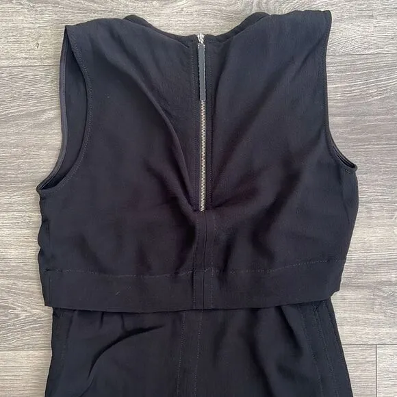 Helmut Lang Blaze Layered Dress Size 4 Black Hi-Low Hem Minimalist Workwear 90s