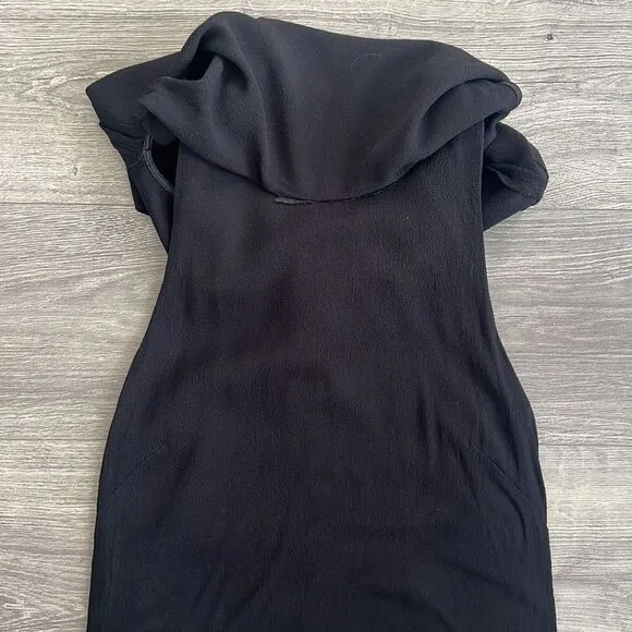 Helmut Lang Blaze Layered Dress Size 4 Black Hi-Low Hem Minimalist Workwear 90s