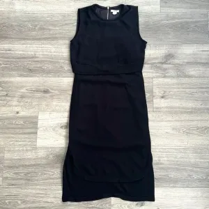 Helmut Lang Blaze Layered Dress Size 4 Black Hi-Low Hem Minimalist Workwear 90s