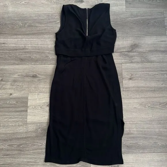 Helmut Lang Blaze Layered Dress Size 4 Black Hi-Low Hem Minimalist Workwear 90s