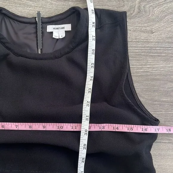 Helmut Lang Blaze Layered Dress Size 4 Black Hi-Low Hem Minimalist Workwear 90s