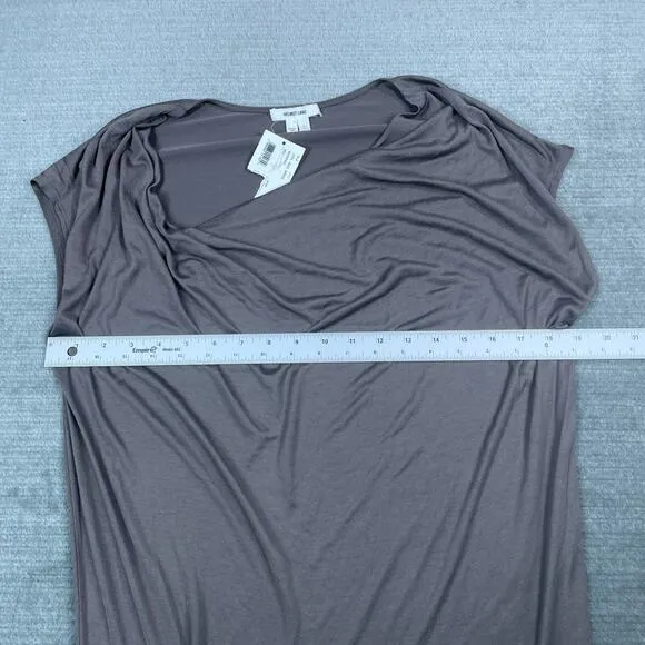 Helmut Lang Dress Womens L Gray Cowl Neck Drop Waist Minimalist Casual Silk NWT