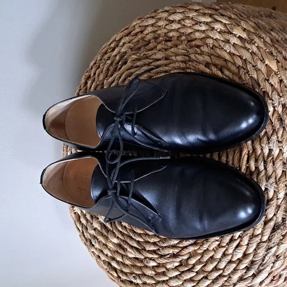 Helmut Lang Mens Classic Black Italian Leather Oxford Dress Shoes Lace Up S-8