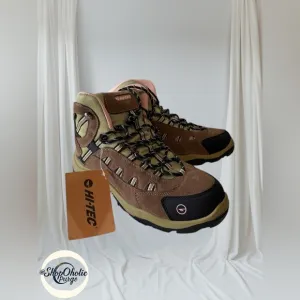 Hi-Tec Women’s Hiking Boots US 9.5M EU 41 Leather Pink &amp; Olive Trail Boots NEW