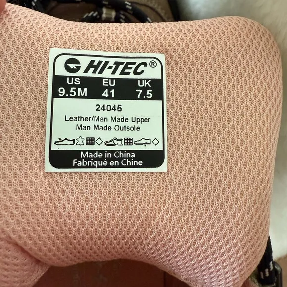 Hi-Tec Women’s Hiking Boots US 9.5M EU 41 Leather Pink &amp; Olive Trail Boots NEW