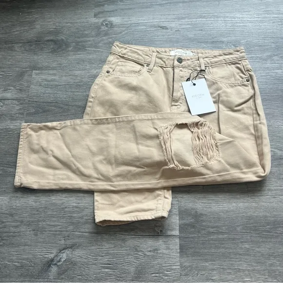 Hidden Tracey high-rise Straight Latte/tan Jeans distressed NWT size 26