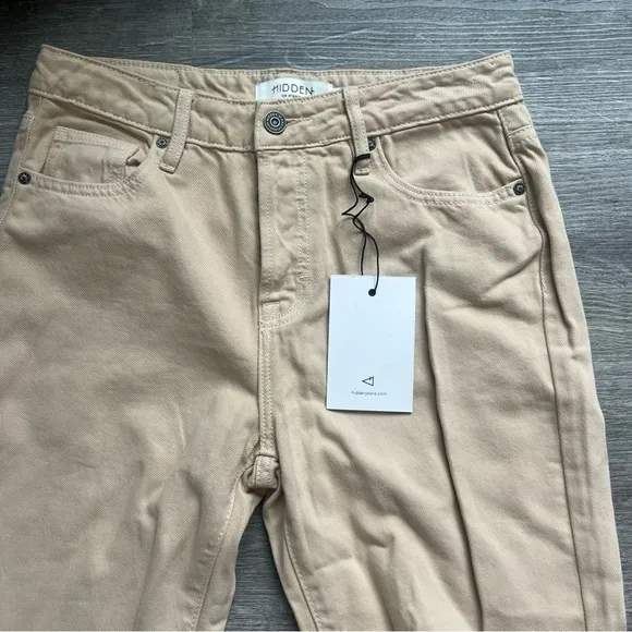 Hidden Tracey high-rise Straight Latte/tan Jeans distressed NWT size 26