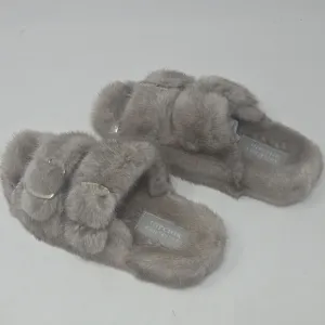 HIPCHIK Cozy Mink Gray Plush Slippers