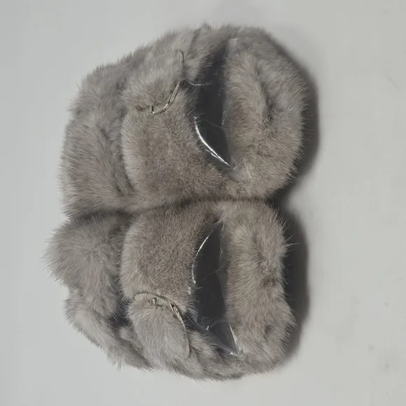 HIPCHIK Cozy Mink Gray Plush Slippers
