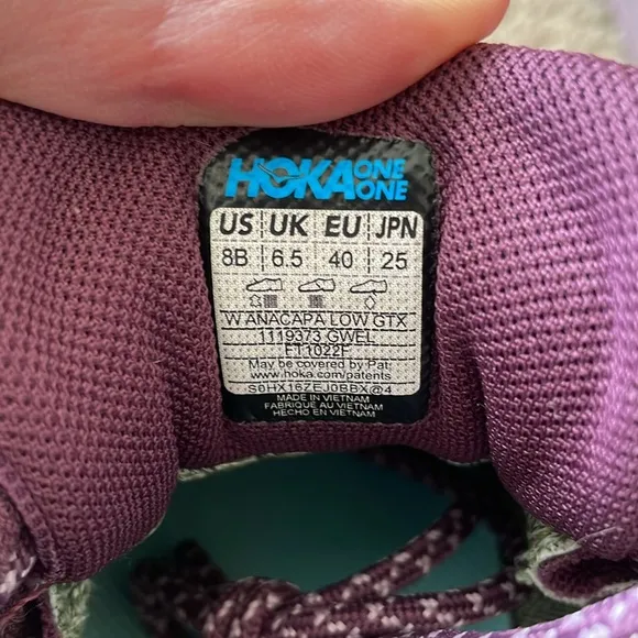 Hoka Anacapa Low GTX Women’s 8B Purple Vibram Hiking Shoes Outdoor Hoka One One