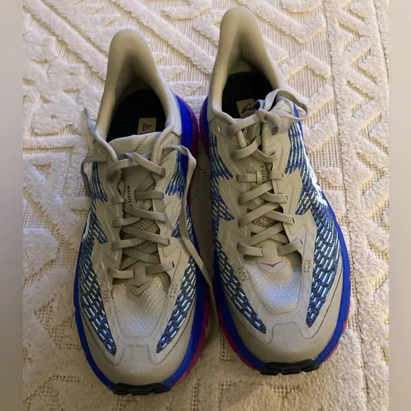 Hoka Blue and Pink Athletic Shoes with Cushioned Midsole