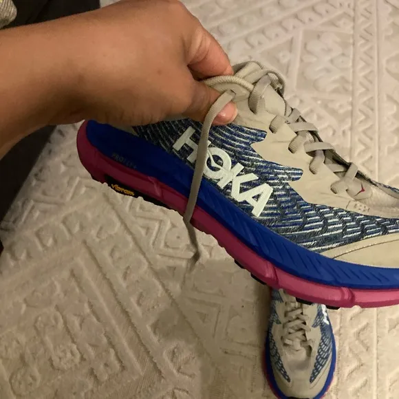 Hoka Blue and Pink Athletic Shoes with Cushioned Midsole