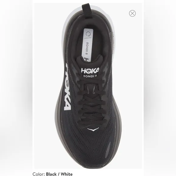 HOKA BONDI  8 Running black and white Shoe men size  12.2E preowned
