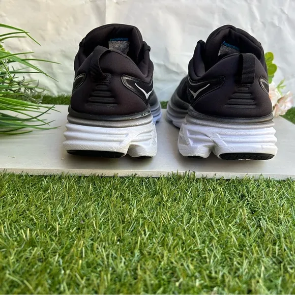HOKA BONDI  8 Running black and white Shoe men size  12.2E preowned